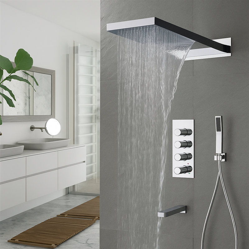 Ensemble de douche à pluie en nickel brossé Florence