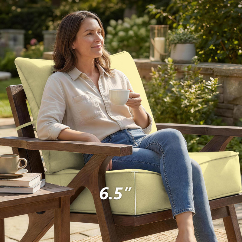 Ensemble de coussins d'extérieur l 6 po x P 24 po Wynee, Jaune clair