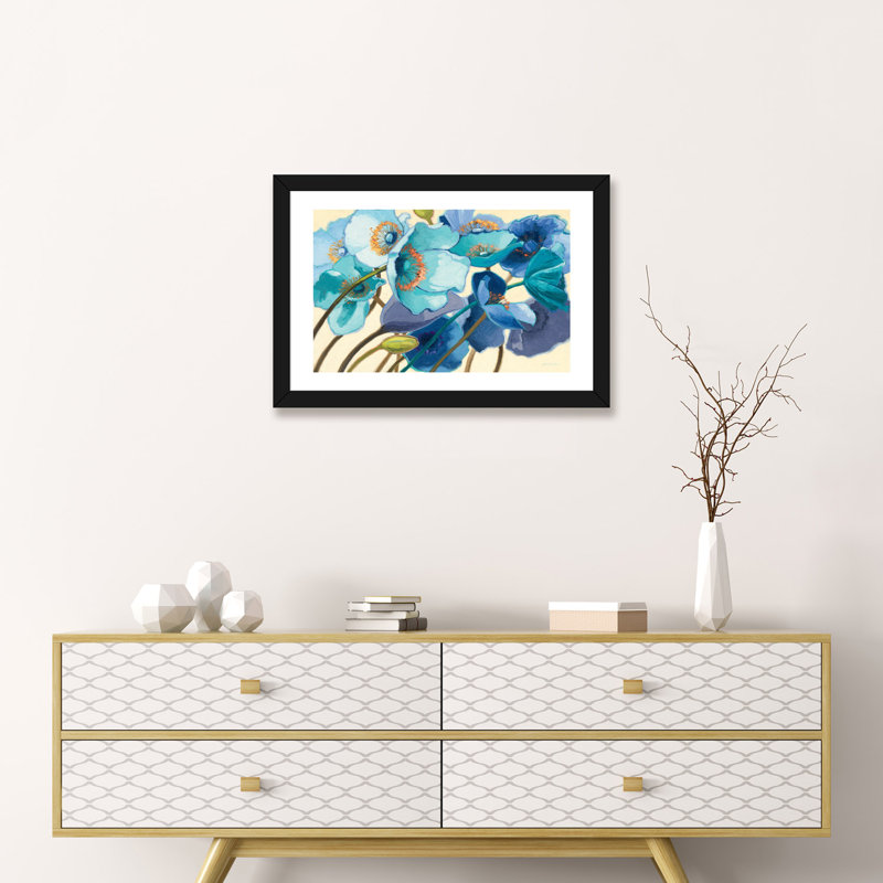 «Le Pavots Bleu» par Shirley Novak - reproduction d'art, H 24 po x l 32 po x P 1 po