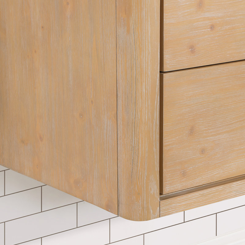 Meuble-lavabo double 72 po avec plateau Cristo, Bois de sapin brun