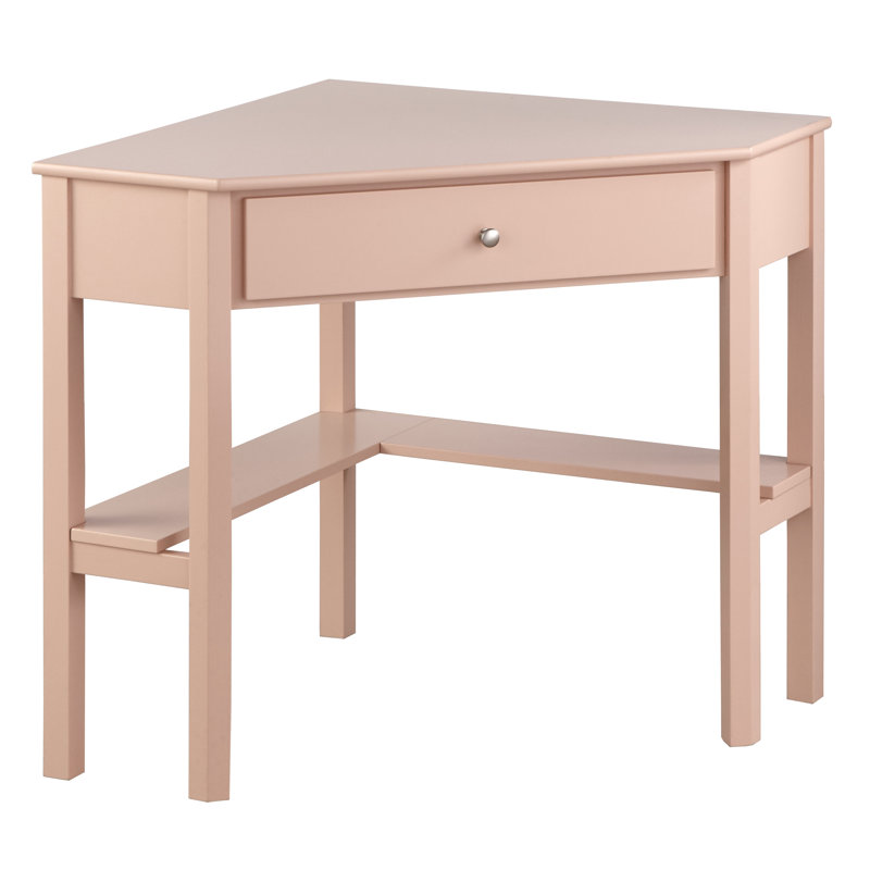 Careyann Solid Wood Writing Desk, Blush Pink