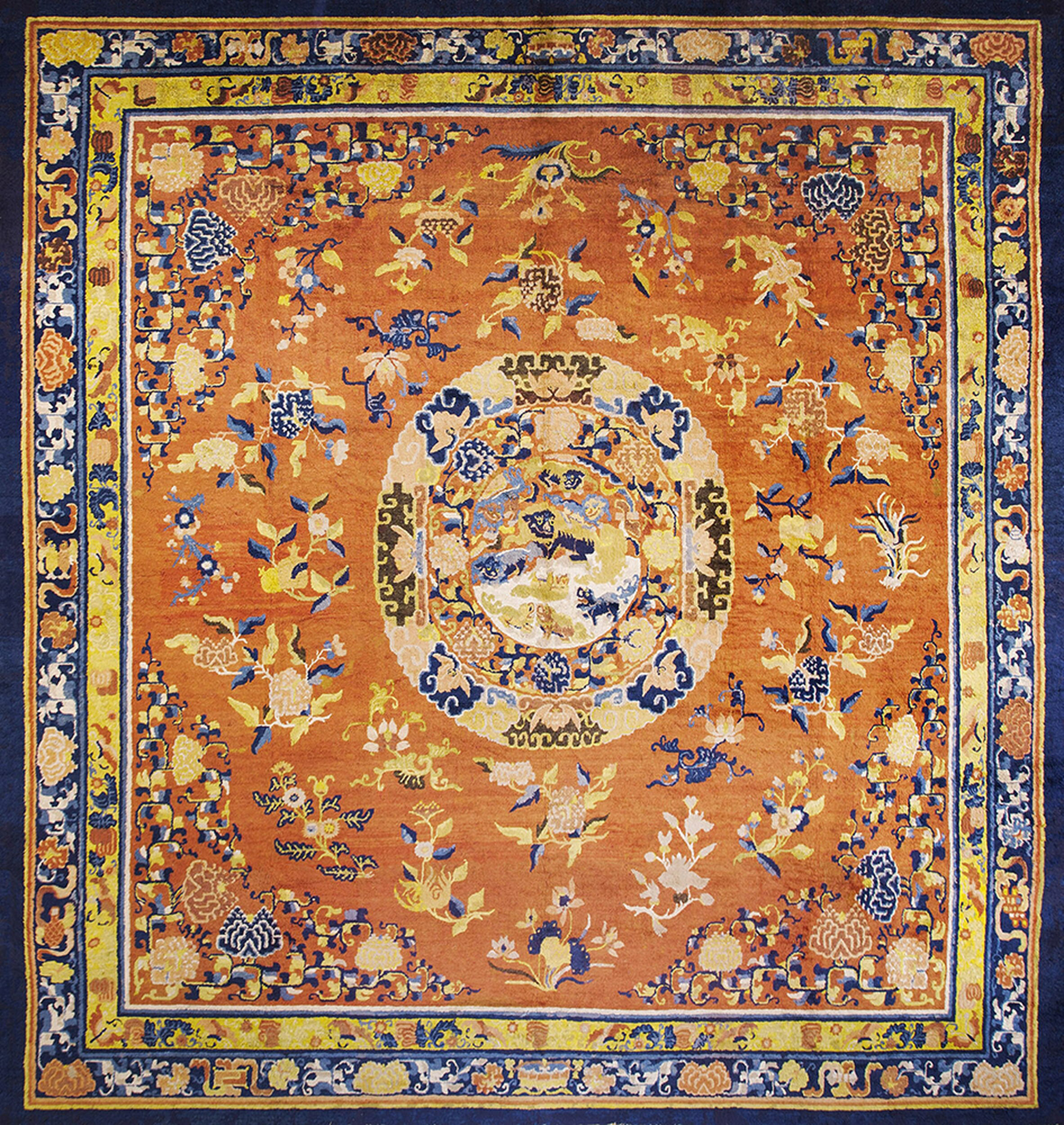Rugs On Net Antique Floral Medallion Wool Hand Knotted Pile Coral ...