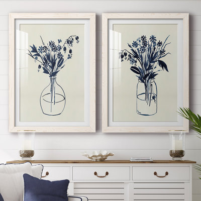 «Indigo Floral Vase I», reproduction de cadre photo sur toile 2 pièces