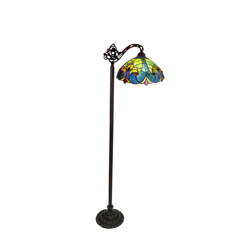 Lampe sur pied arquée 60 po Aldan, Bleu sarcelle