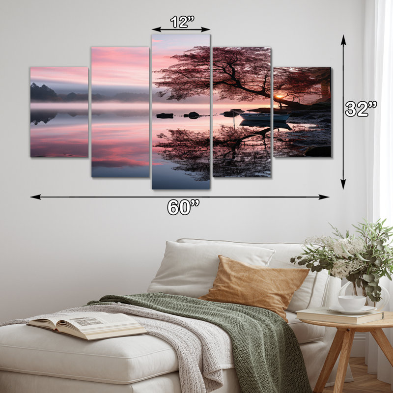 "Lake Serenity Pastel Sunrise In Autumn III" 5 pièces