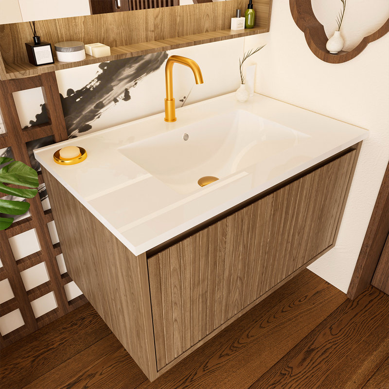 Armoire de meuble-lavabo 30 po sans lavabo en céramique, Brun