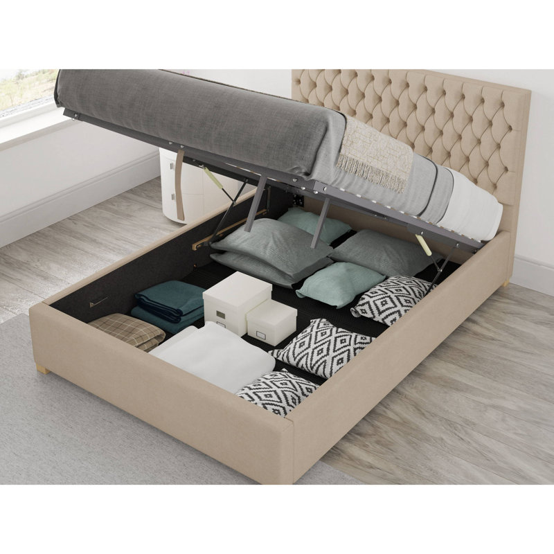 Central City Upholstered Ottoman Storage Bed, Single (3'), Beige