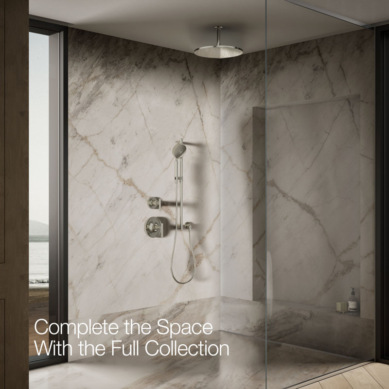 Contemporary Round 14" Rainhead with Katalyst Air-Induction Spray, 2.5 Gpm, Vibrant Polished Nickel