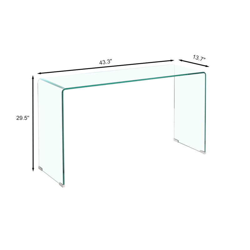 Console en verre trempé transparent - bureau moderne et fonctionnel facile à nettoyer pour un bureau à la maison élégant avec un fonctionnement quotidien polyvalent et sécuritaire