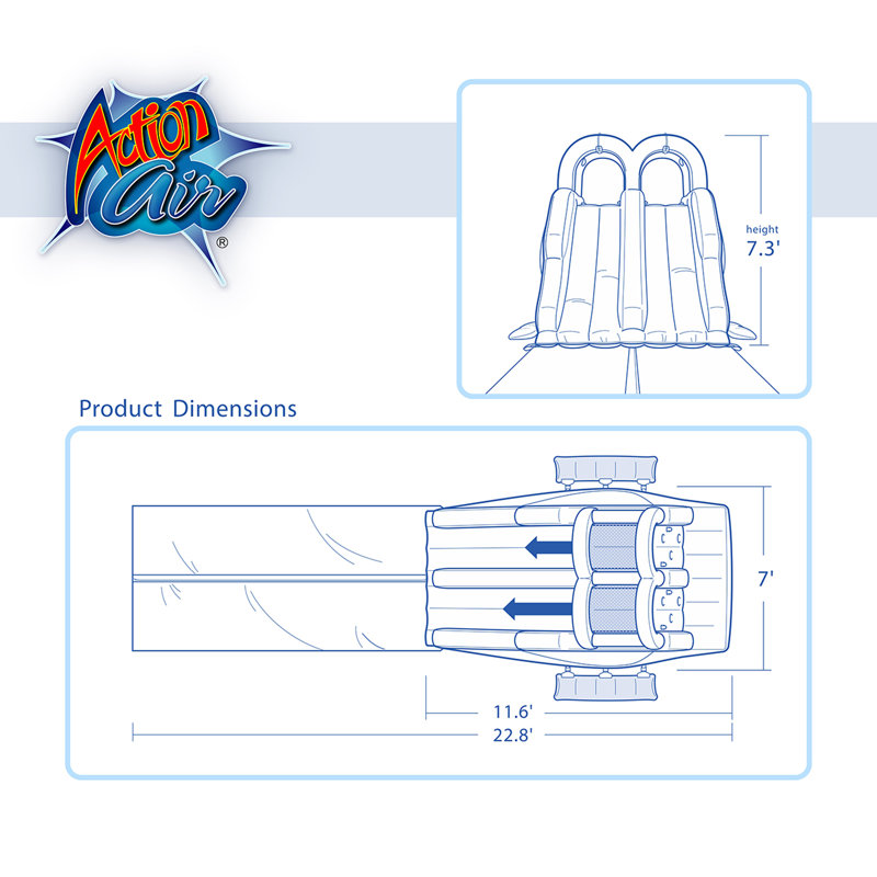 7' x 22.8' Inflatable Water Slide with Air Blower