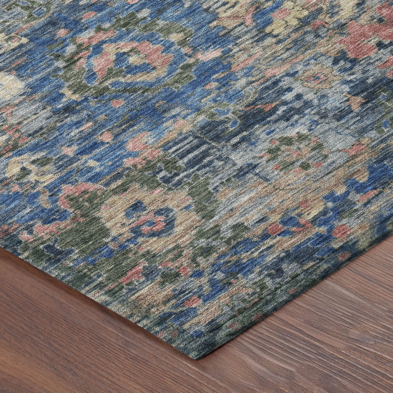 Machine Washable Indoor/Outdoor Chantille ACN2430 Traditional Rug, Navy, 8' Round