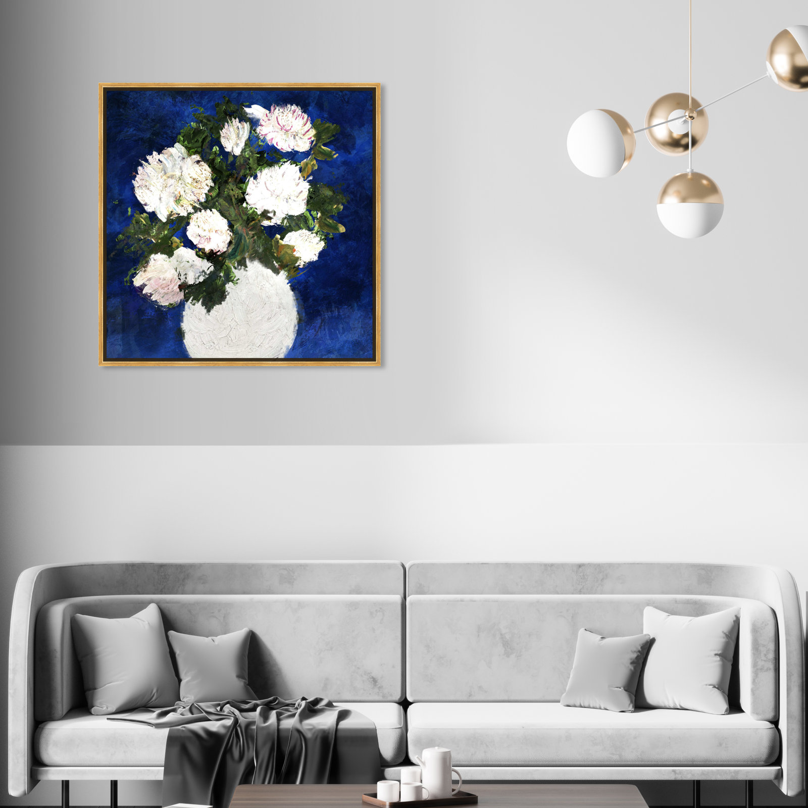 Dripping Roses Painting, Gold Framed, 31" H x 31" W x 1.5" D
