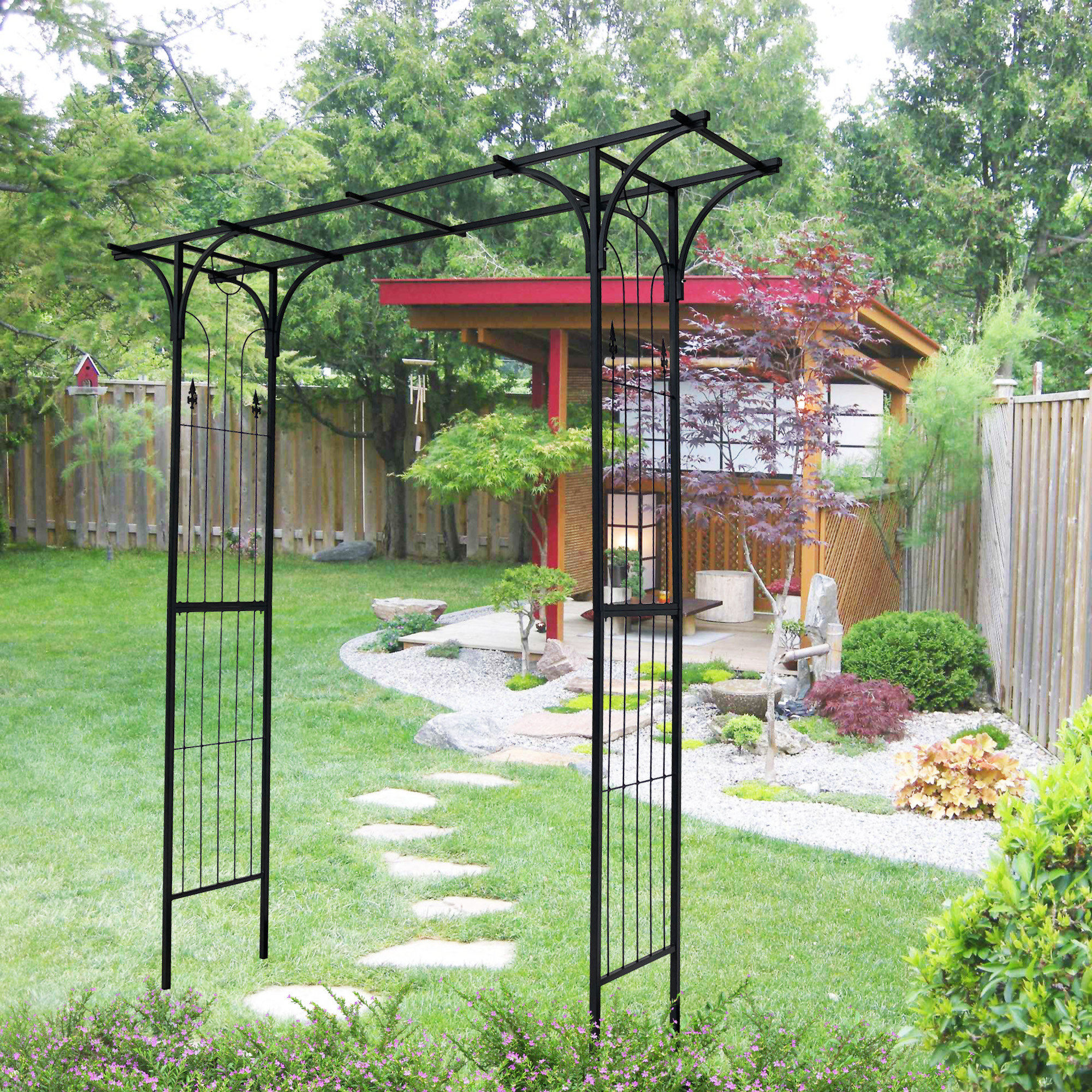 Lvchenman Metal Garden Arch Garden Arbor Trellis Climbing Plants ...