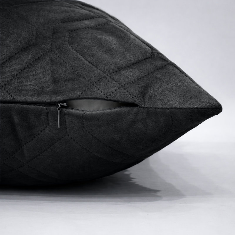 Luxury Diamond Velvet Cushion Covers Set Of 4 Soft Cushion Cases Sofa, Throw , Black