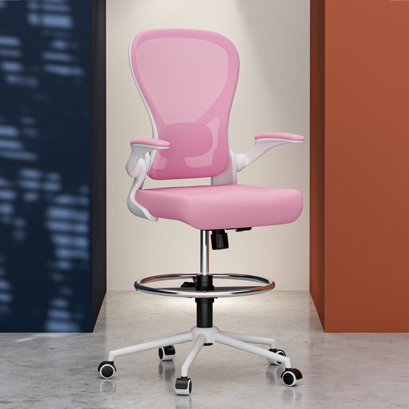 Chaise de bureau rose, Blanc, Rose