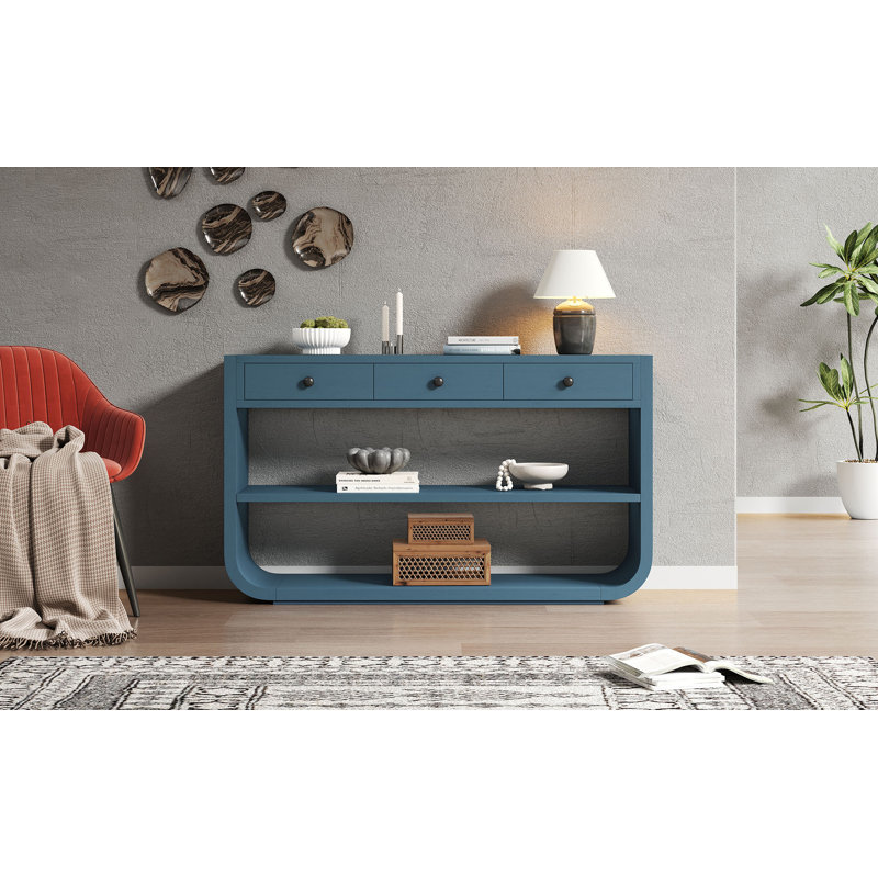 Console en bois massif Elora, Bleu