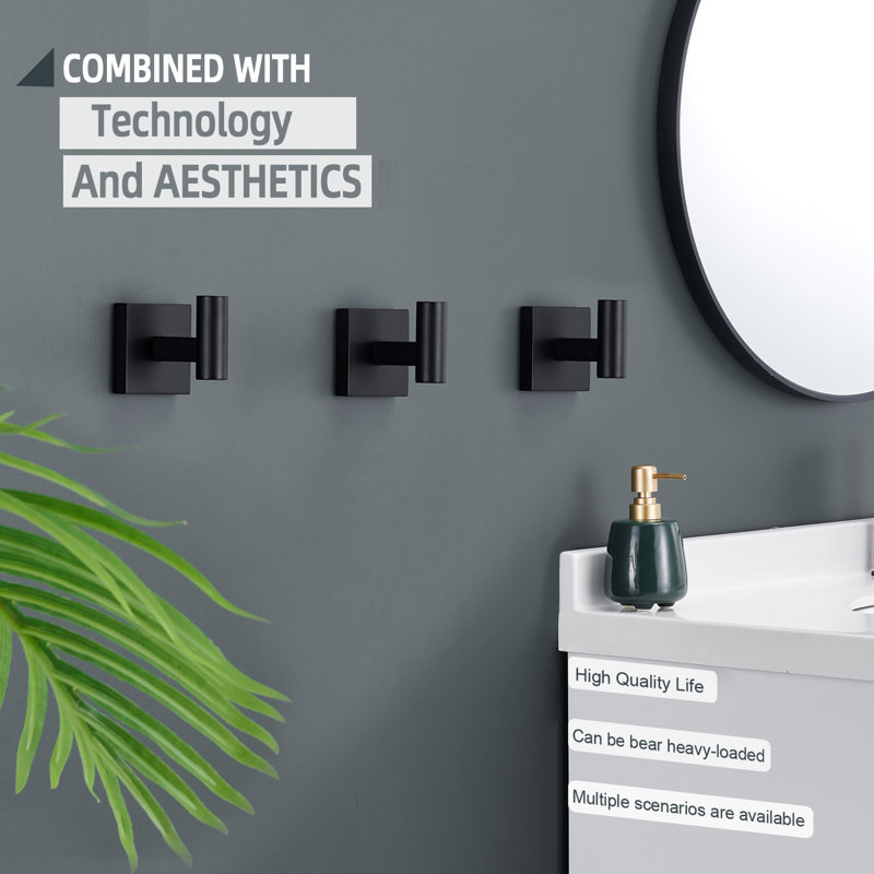 Wall Mounted Robe Hook, Matte Black