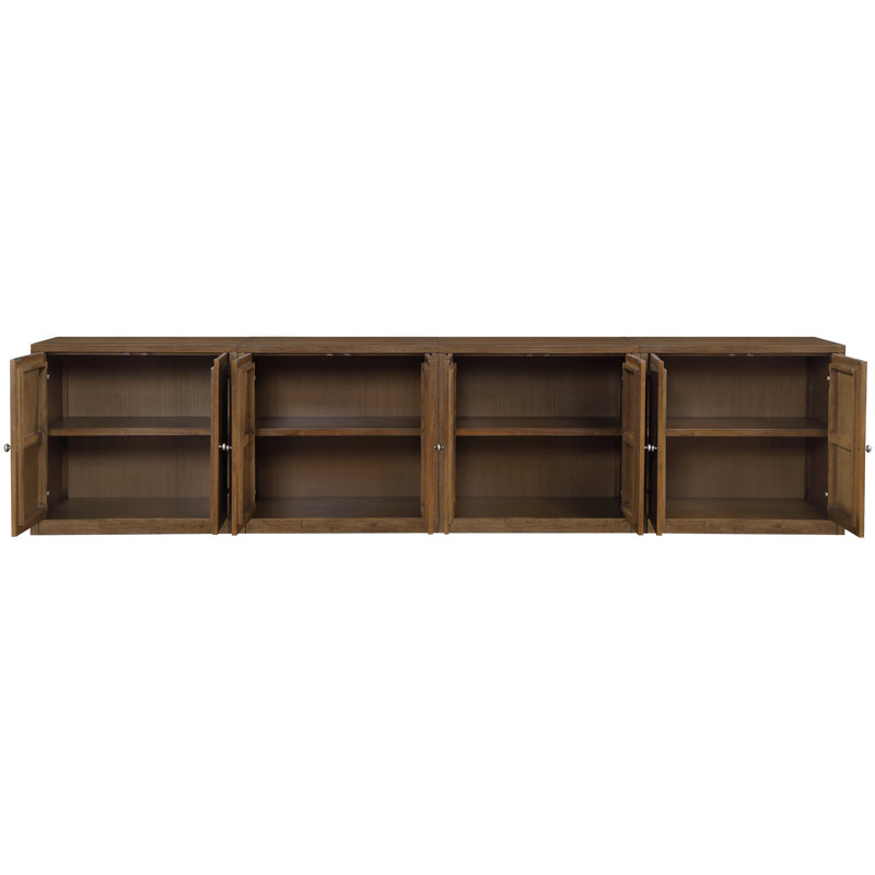 Buffet / placage en bois massif et placage de chêne Gerardi, Brun, 5