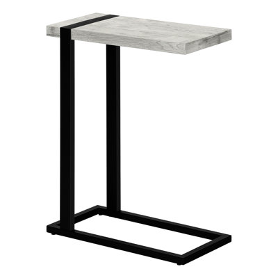 Side Table, Grey Laminate Finish, Black Metal, Contemporary Living Bedroom Furniture, 19.65 In L X 9.5 W 25 H End , Laminate, Modern Look, Length Width Height