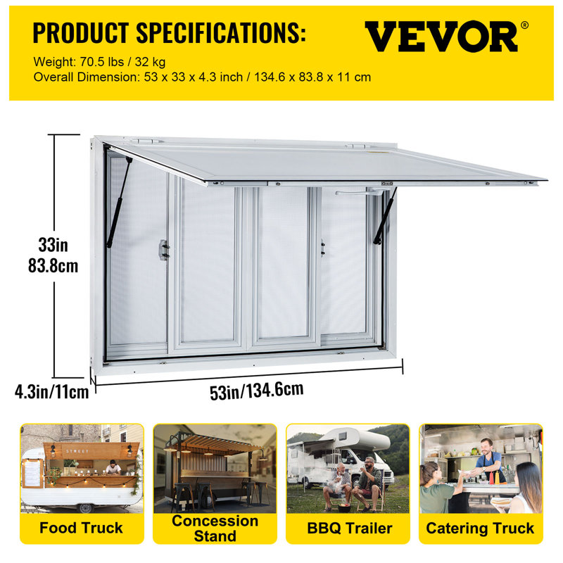 VEVOR D Retractable Door / Window Awning, 33" H x 53" W x 4" D
