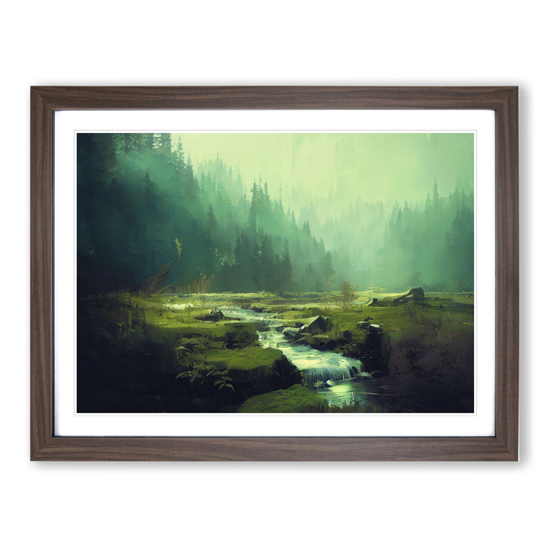 Astonishing Forest Stream - Single Picture Frame Print, Walnut Framed, 46cm H x 64cm W x 2cm D