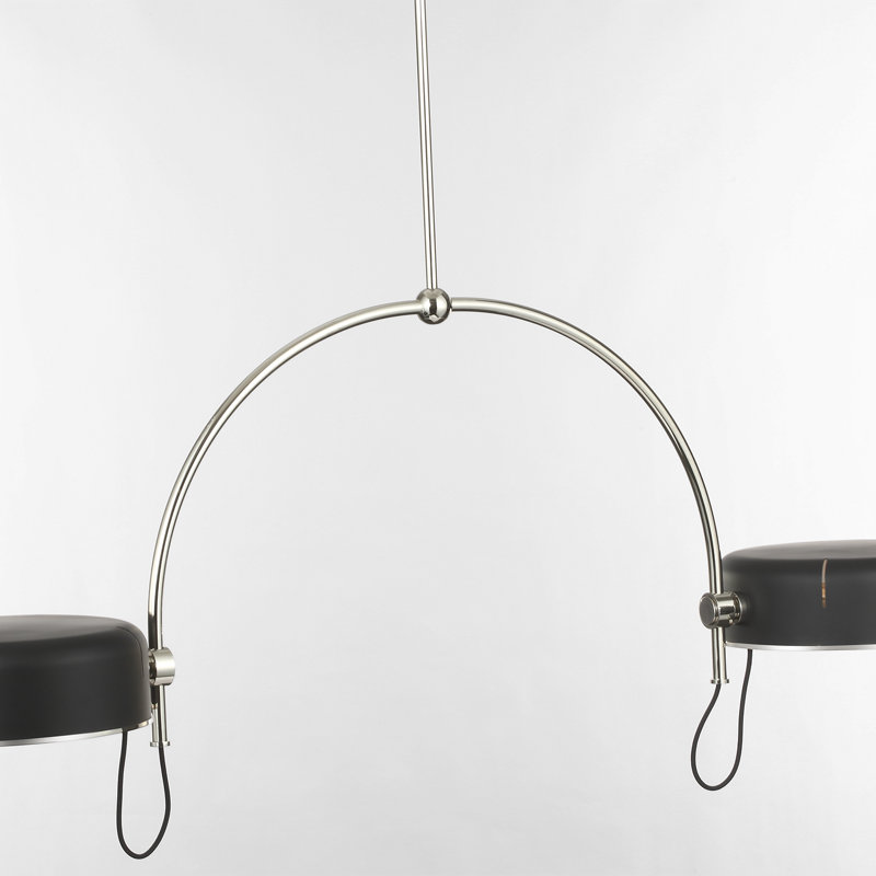 Thomas O'Brien Oso 72" Linear Arched Pendant, Polished Nickel, 64" H x 54" W, Black