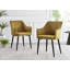 Scandinavian Style Glass and Metal Leg Square Dining Table Set - 4 Modern Velvet Dining Chairs-90844425
