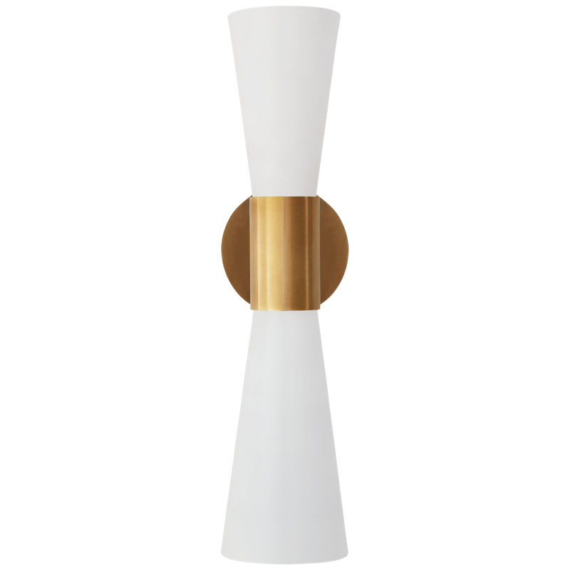 AERIN Clarkson Medium Narrow Sconce, White, Antique Brass