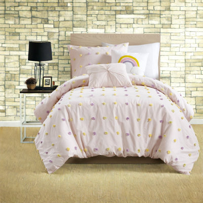 Ensembles de literie confortables en jacquard de coton, rose simple / simple TG, avec coussins décoratifs