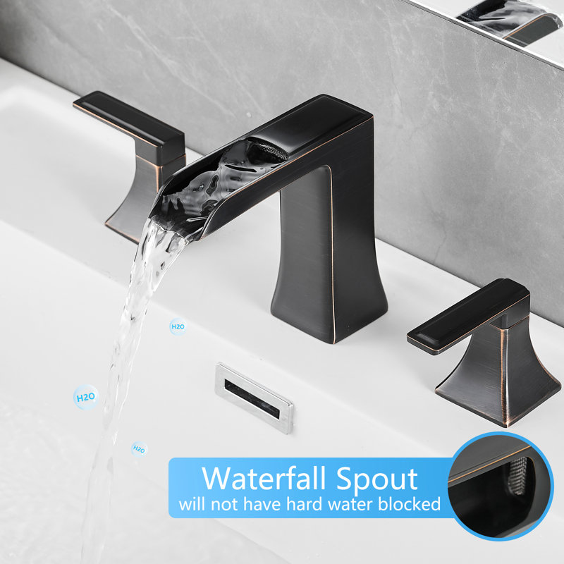 Robinet de lavabo de salle de bain espacé de 8 pouces, 3 trous, avec bonde escamotable et finition de tuyau, fabrication en laiton massif