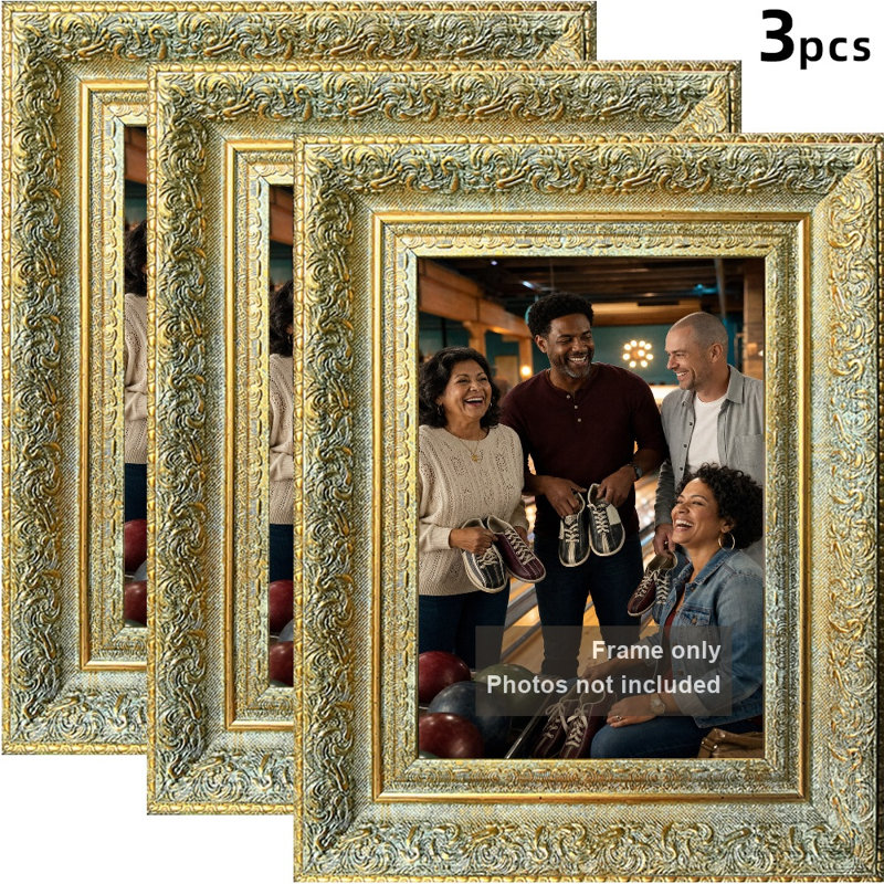 Cadre photo polyvalent 3 pièces or antique pour photos 8 po x 10 po et affichage mural et de table