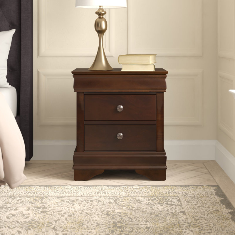 Tables de chevet pour chambre à coucher, en bois d'ingénierie, couleur cerisier, lot de 2