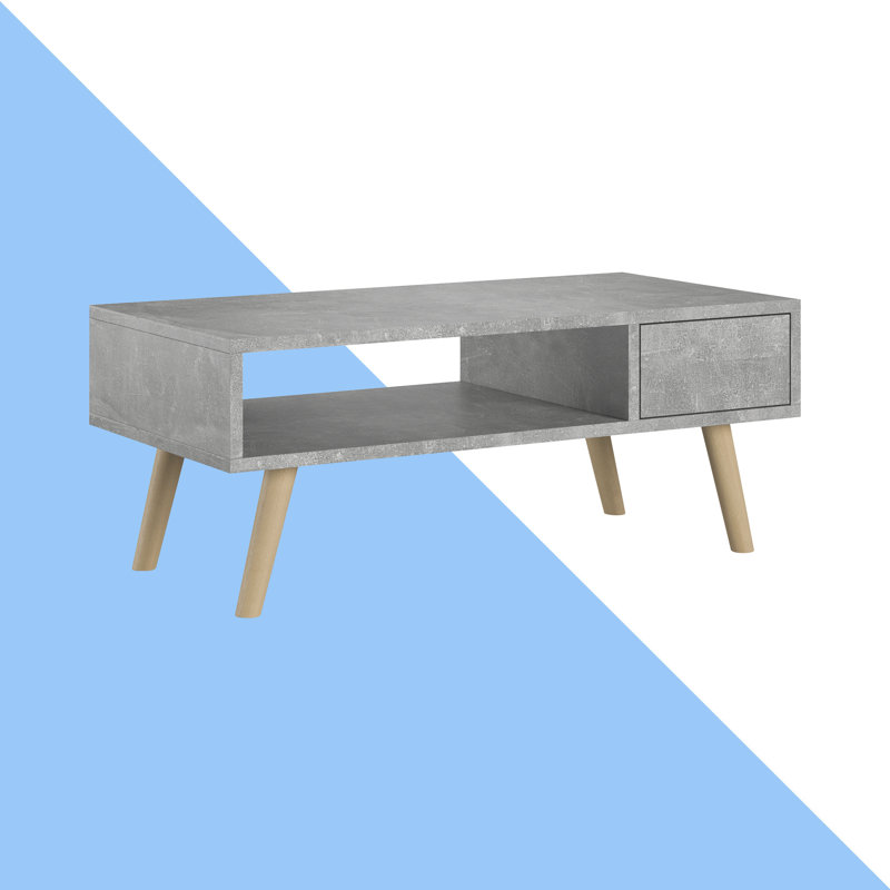 Aadi Four Leg Coffee Table with Storage, Grey, Grey