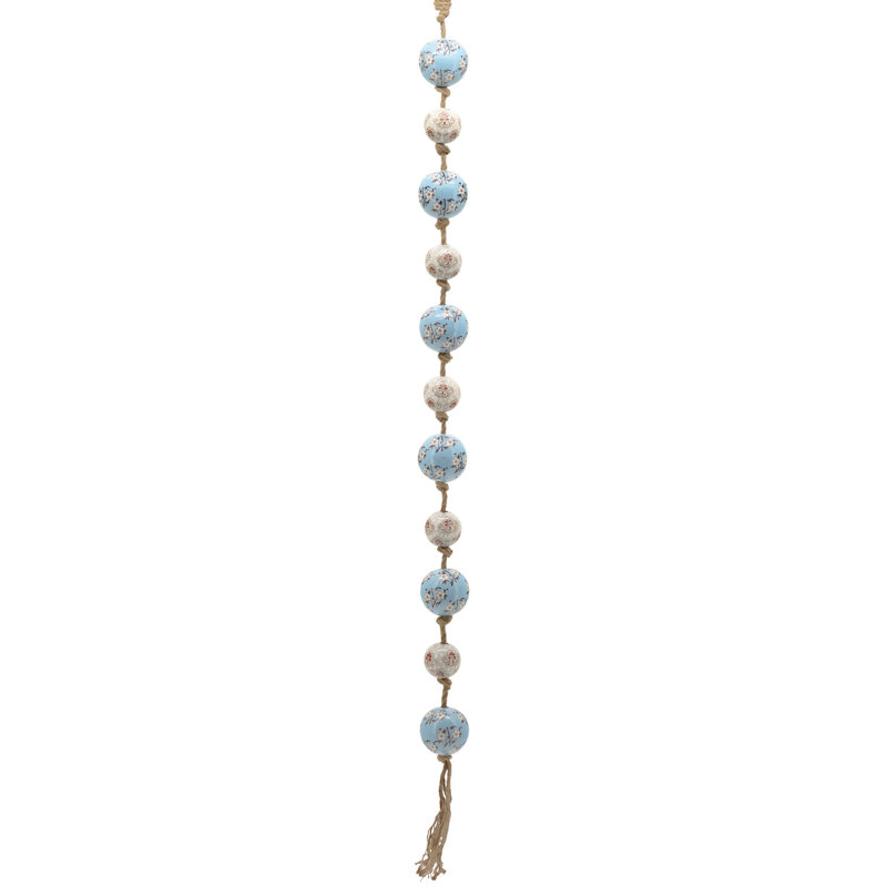 Suspension murale boule en porcelaine Tsugo, Bleu / ivoire / rose