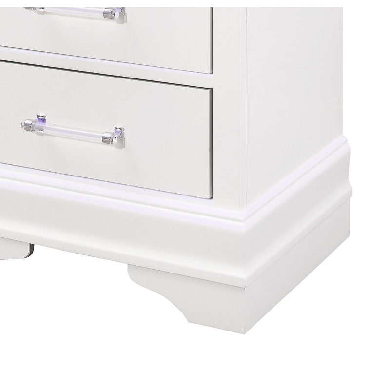Table de chevet blanche avec DEL, Blanc