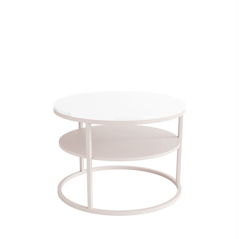 Frame Coffee Table with Storage, White Gloss