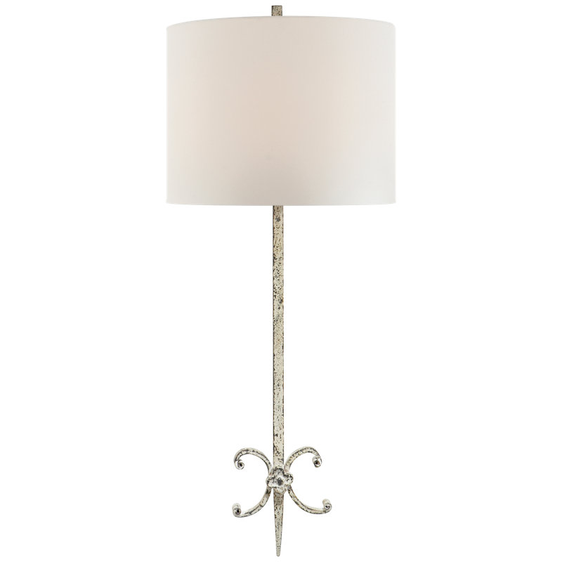 Roswell 2 - Light Wallchiere, Linen, Gilded Iron