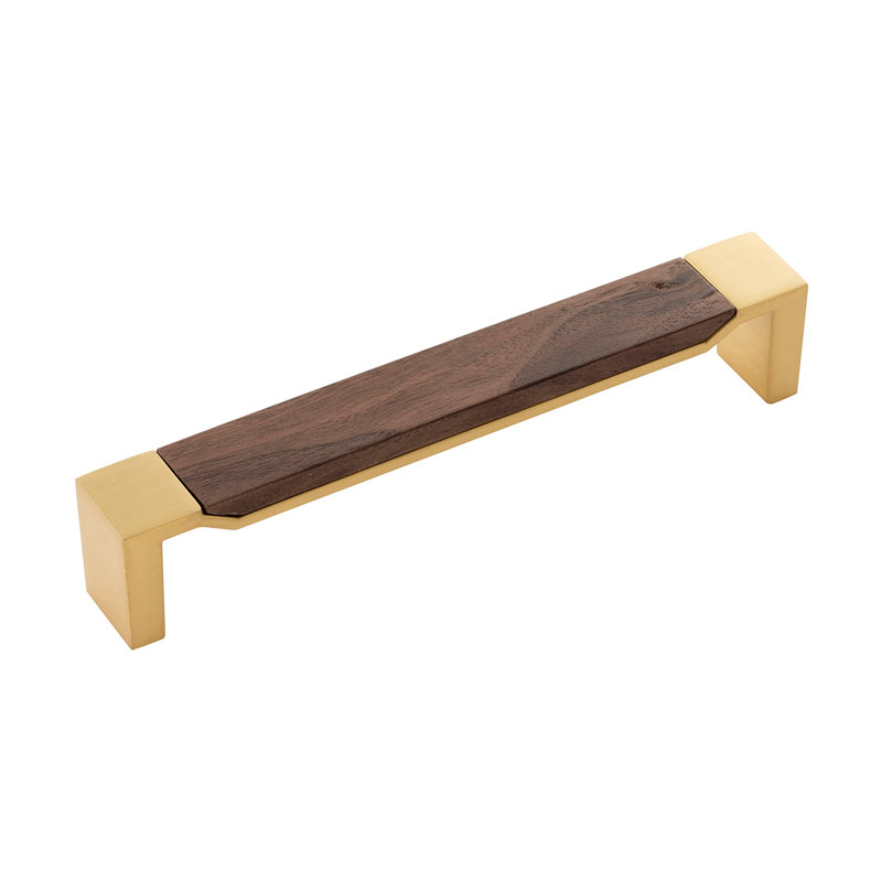 Fuse Bar / Handle Pull, Brushed Golden Brass/Walnut