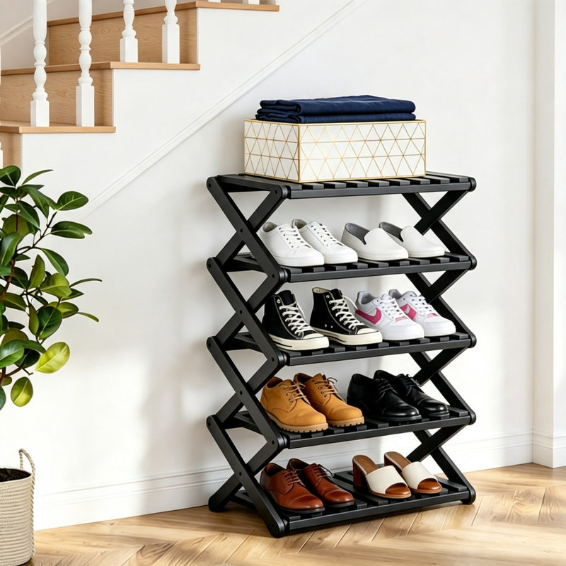 10 Pair Shoe Rack, Black
