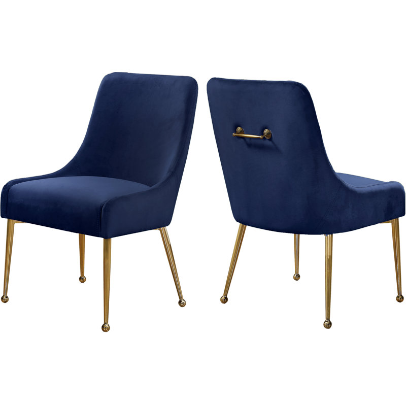 Chaise d'appoint rembourrée en velours Owen, Velours marine