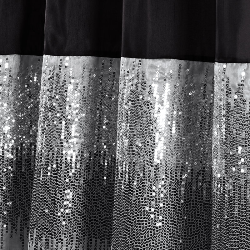 Pruneda Polyester Shower Curtain, White/Black, 183cm W x 183cm L