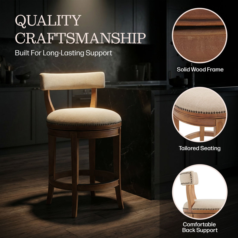 Hanover Swivel Counter Height Stool, 26", Set of 2, Counter Stool (26” Seat Height), 2