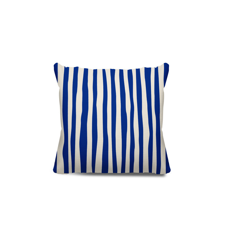 Coussin décoratif réversible Malone, H 17 po x l 17 po, Bleu marine / Blanc cassé