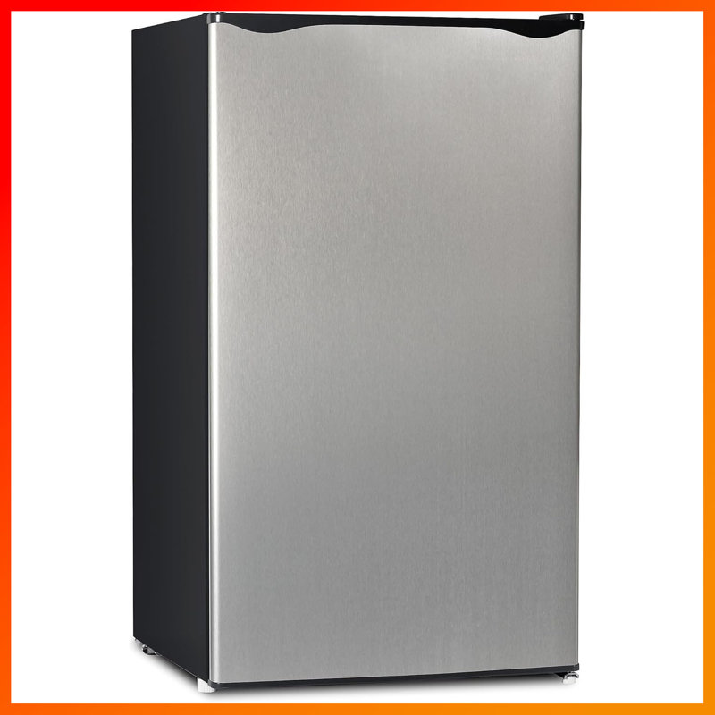 3.2 Cu.Ft Energy-Efficient Compact Refrigerator With Freezer – Sleek Single-Door Design, Convenient Slide-Out Glass Shelves, Perfect For Small Spaces In Homes, Offices & Dorms,Platinum