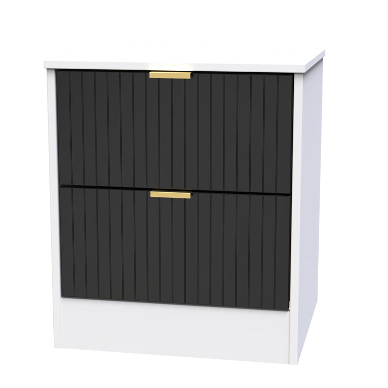 Barriner 45cm W Manufactured Wood Bedside Table, Deep Black/White Matt