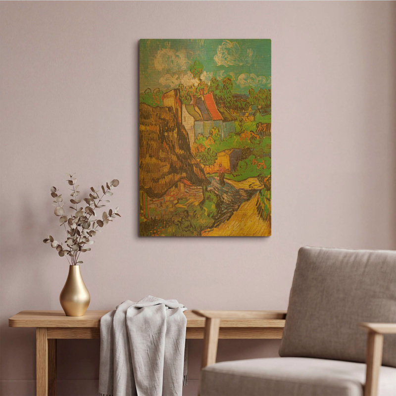 «House At Auvers» par Vincent Van Gogh, art mural en métal doré, 16 po x 24 po, 16 po x 24 po