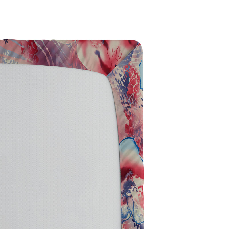 Drap-housse rustique Ambesonne, Drap-housse simple TG, Corail foncé, bleu ciel / floral