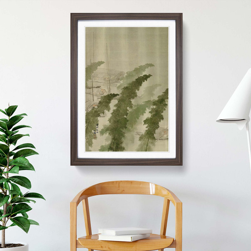 Night Rain by Yokoyama Taikan - Picture Frame Painting Print, 65cm H x 48cm W x 2cm D, Walnut Framed