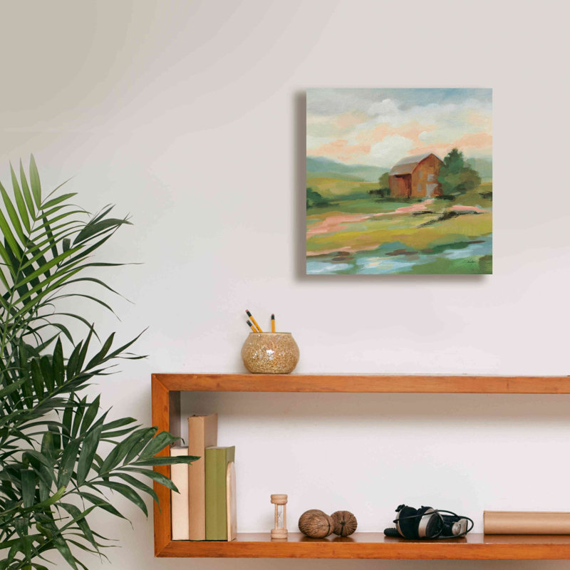 «Springtime Farm Pastel» par Silvia Vassileva, art mural sur toile, H 12 po x l 12 po x P 0,75 po