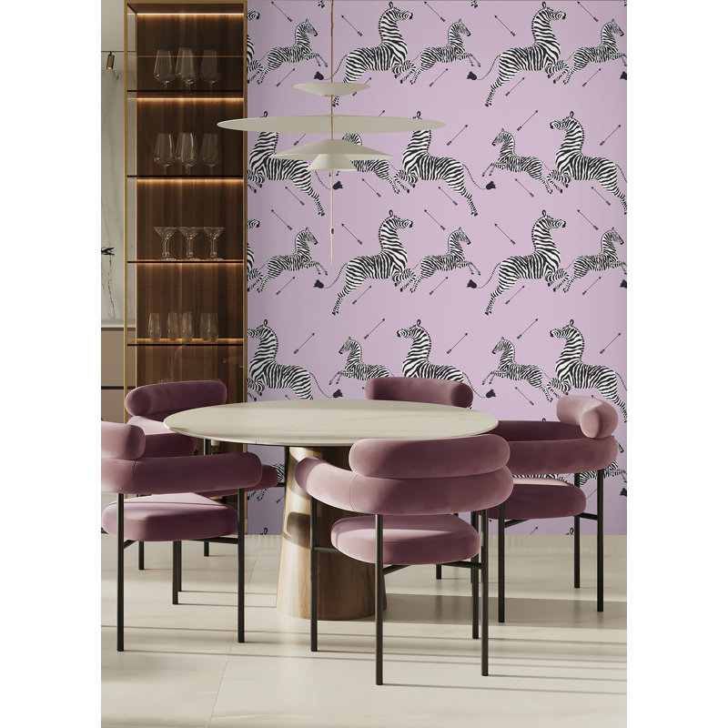 Zebra Vinyl Peel & Stick Wallpaper Double Roll, Lilac